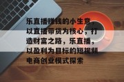 乐直播赚钱的小生意，以直播带货为核心，打造财富之路，乐直播，以盈利为目标的短视频电商创业模式探索