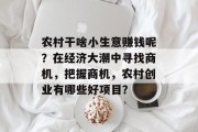 农村干啥小生意赚钱呢？在经济大潮中寻找商机，把握商机，农村创业有哪些好项目？
