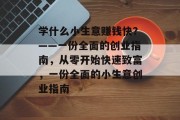 学什么小生意赚钱快？——一份全面的创业指南，从零开始快速致富，一份全面的小生意创业指南