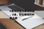 U盘如何成为赚钱利器，U盘，轻松赚钱的利器之道