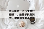 修手机做什么小生意好赚钱？，维修手机利润大、适合创业的小生意