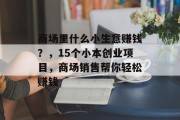 商场里什么小生意赚钱？，15个小本创业项目，商场销售帮你轻松赚钱