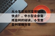 从小生意如何变现赚钱快点？，中小型企业变现盈利的秘诀，小生意盈利策略分享