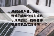 从800元创业，各种赚钱的商机分析与实践，成功创业，挖掘各种赚钱商机及实践技巧