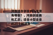 河南适合创业的小生意有哪些？，河南创业商机汇总，适合小型企业的20个好项目
