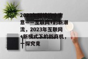 2023年赚钱的小生意——互联网+的新潮流，2023年互联网+新模式下的新商机，一探究竟