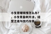 小生意赚钱慢怎么办？，小生意盈利方法，经营之道与技巧分享