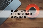 西上海 （605151）：9月13日该股突破长期盘整