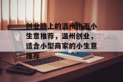 创业路上的温州市面小生意推荐，温州创业，适合小型商家的小生意推荐