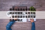 哪种小生意能够带来高利润并赚钱，从零开始，探索投资小生意的潜在盈利模式