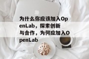 为什么你应该加入OpenLab，探索创新与合作，为何应加入OpenLab