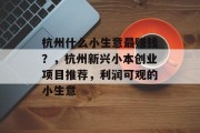 杭州什么小生意最赚钱？，杭州新兴小本创业项目推荐，利润可观的小生意