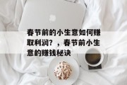 春节前的小生意如何赚取利润？，春节前小生意的赚钱秘诀