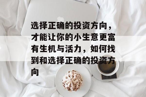 选择正确的投资方向，才能让你的小生意更富有生机与活力，如何找到和选择正确的投资方向